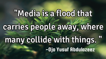 "Media is a flood that carries people away, where many collide with things."