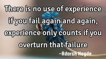 There is no use of experience if you fail again and again, experience only counts if you overturn