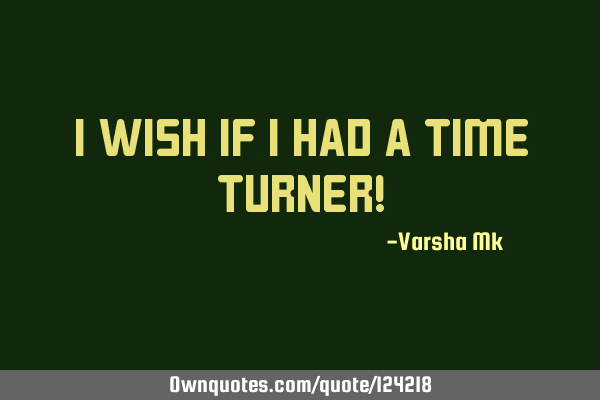 I wish if I had a time turner!
