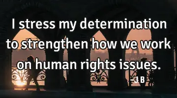 I stress my determination to strengthen how we work on human rights