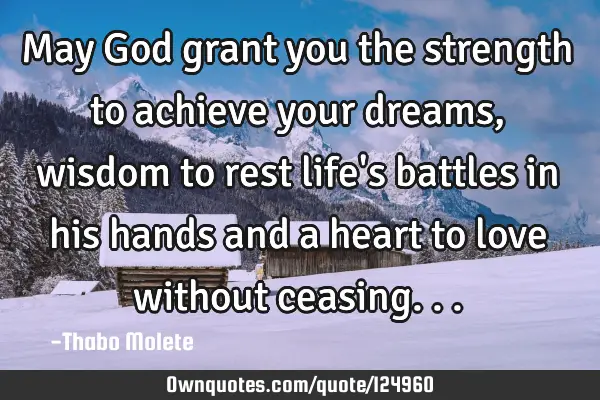 May God grant you the strength to achieve your dreams, wisdom to rest life