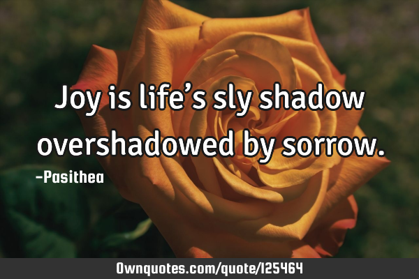 Joy is life’s sly shadow overshadowed by