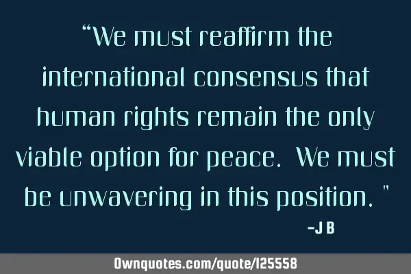 We must reaffirm the international consensus that human rights remain the only viable option for