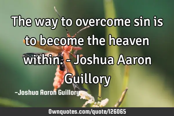 The way to overcome sin is to become the heaven within. - Joshua Aaron G
