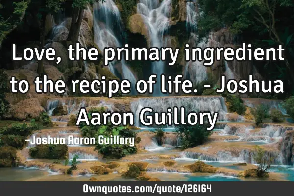 Love, the primary ingredient to the recipe of life. - Joshua Aaron G