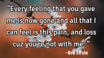 "Every feeling that you gave me is now gone and all that I can feel is this pain, and loss cuz you