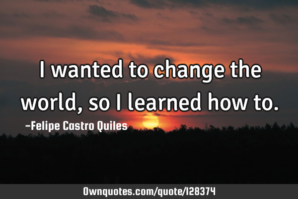 I wanted to change the world, so I learned how