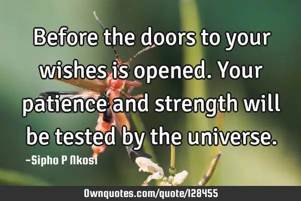 Before the doors to your wishes is opened. Your patience and strength will be tested by the