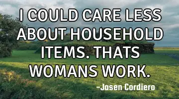 I COULD CARE LESS ABOUT HOUSEHOLD ITEMS. THATS WOMANS WORK.