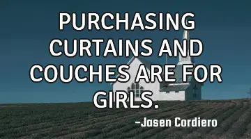 PURCHASING CURTAINS AND COUCHES ARE FOR GIRLS.
