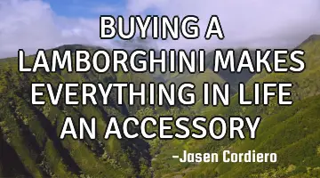 BUYING A LAMBORGHINI MAKES EVERYTHING IN LIFE AN ACCESSORY