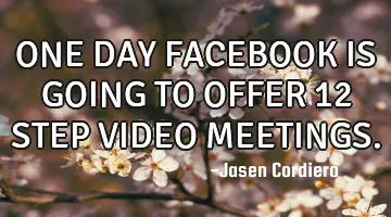 ONE DAY FACEBOOK IS GOING TO OFFER 12 STEP VIDEO MEETINGS.