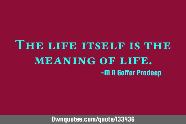 The life itself is the meaning of