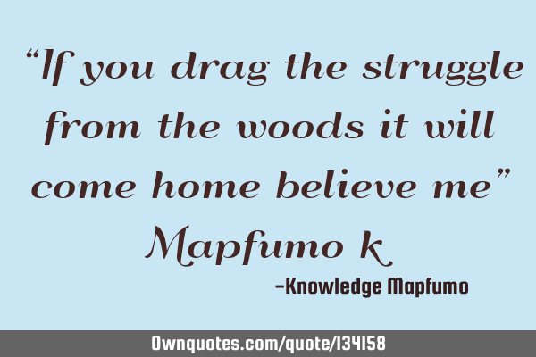 “If you drag the struggle from the woods it will come home believe me” Mapfumo