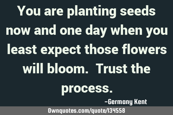 You are planting seeds now and one day when you least expect those flowers will bloom. Trust the