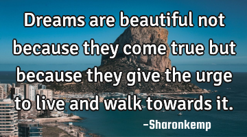 Dreams are beautiful not because they come true but because they give the urge to live and walk