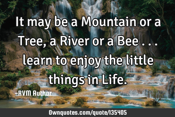 It may be a Mountain or a Tree, a River or a Bee . . . learn to enjoy the little things in L