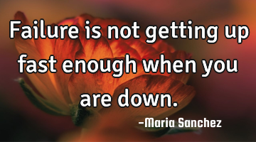 Failure is not getting up fast enough when you are down.
