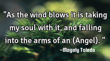 "As the wind blows it is taking my soul with it,and falling into the arms of an (Angel)."