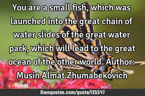 You are a small fish, which was launched into the great chain of water slides of the great water