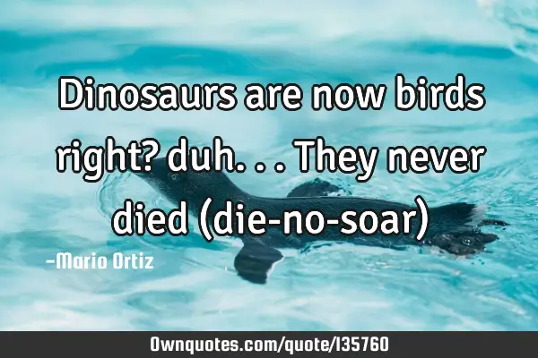 Dinosaurs are now birds right? duh... They never died (die-no-soar)
