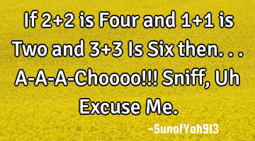 If 2+2 is Four and 1+1 is Two and 3+3 Is Six then... A-A-A-Choooo!!! Sniff, Uh Excuse Me.