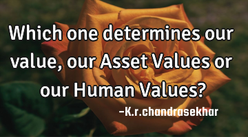 Which one determines our value, our Asset Values or our Human Values?