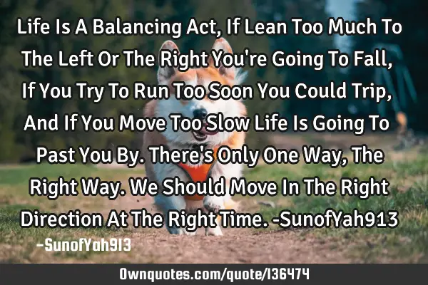 Life Is A Balancing Act, If Lean Too Much To The Left Or The Right You