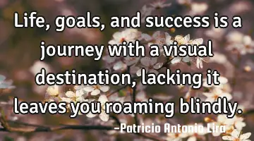Life, goals, and success is a journey with a visual destination, lacking it leaves you roaming