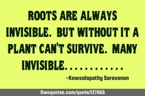 Roots are always invisible. But without it a plant can