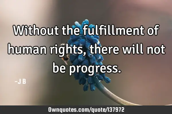 Without the fulfillment of human rights, there will not be