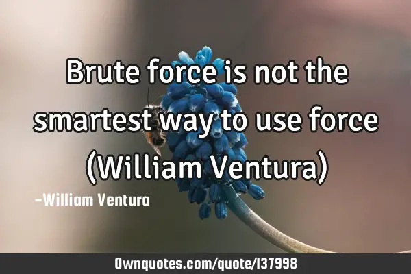 Brute force is not the smartest way to use force (William Ventura)