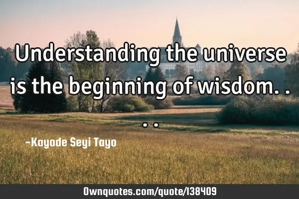 Understanding the universe is the beginning of