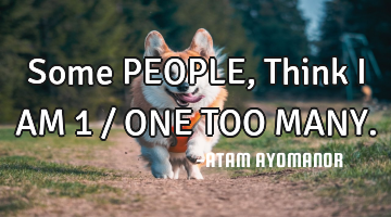 Some PEOPLE, Think I AM 1 / ONE TOO MANY.