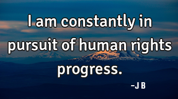 I am constantly in pursuit of human rights progress.