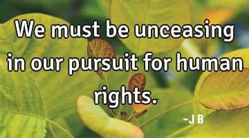 We must be unceasing in our pursuit for human rights.