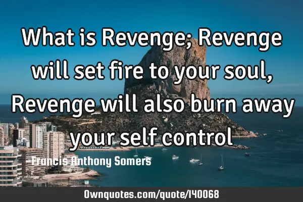 What is Revenge; Revenge will set fire to your soul, Revenge will also burn away your self