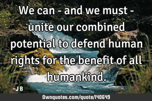 We can - and we must - unite our combined potential to defend human rights for the benefit of all