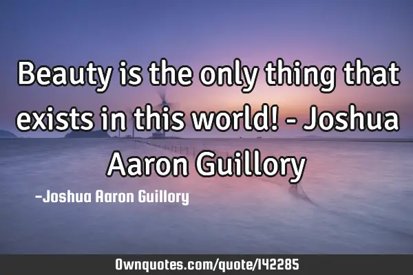 Beauty is the only thing that exists in this world! - Joshua Aaron G