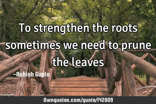 To strengthen the roots sometimes we need to prune the