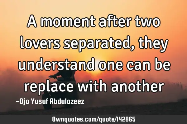 A moment after two lovers separated, they understand one can be replace with