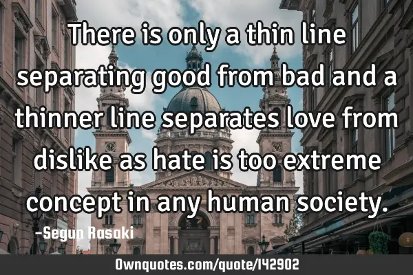 There is only a thin line separating good from bad and a thinner line separates love from dislike