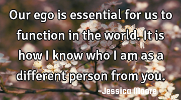 Our ego is essential for us to function in the world. It is how I know who I am as a different