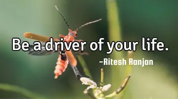 Be a driver of your life.