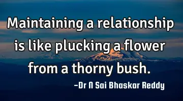 Maintaining a relationship is like plucking a flower from a thorny