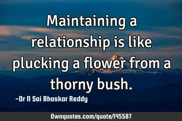 Maintaining a relationship is like plucking a flower from a thorny