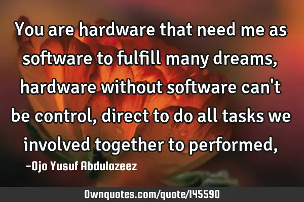 You are hardware that need me as software to fulfill many dreams, hardware without software can