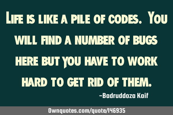 Life is like a pile of codes. You will find a number of bugs here but you have to work hard to get