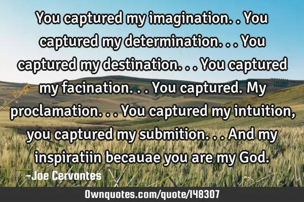 You captured my imagination..you captured my determination...you captured my destination...you