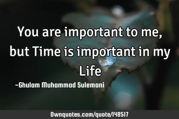 You are important to me, but Time is important in my L